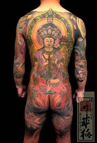os nenos de volta espidos son unha foto do patrón de tatuaxe relixiosa de Buda