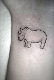 muñeca simple pequeño tatuaje de rinoceronte