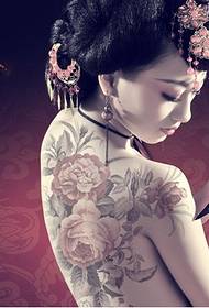 slika seksi ljepota leđa leđa nacionalna cvjetna božura tetovaža