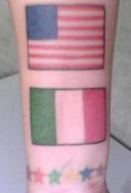العلم الأمريكي والإيطالي تصاميم الوشم على المعصم