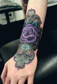 Wrist colored beautiful flower tattoo pattern