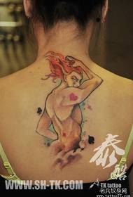 девојка натраг класични цртани мушки узорак тетоважа