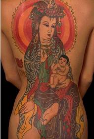 cailíní ar ais clasaiceach kindly baineann Buddha dealbh pictiúr tattoo Reiligiúnach