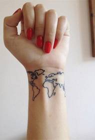 world map tattoo on the beautiful wrist