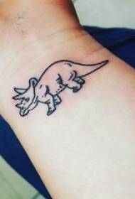 Däitschen Dinosaurus Tattoo Meedchen Handgelenk schwaarzen Dinosaurier Tattoo Bild