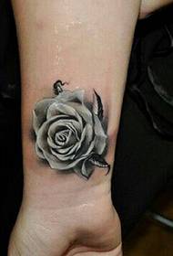 pols swartgriis rose tatoeage ôfbylding