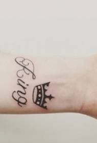 lány csuklóját a fekete vonal irodalmi virág test angol korona tetoválás kép
