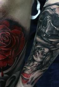 рака страшно череп и вампирска шема на тетоважи