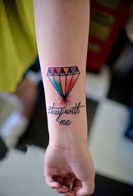 китка цвят диамант английски букви Tattoo