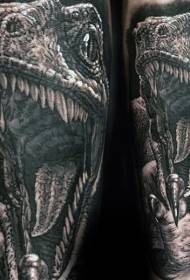 braccio realistico realistico ruggente modello del tatuaggio del dinosauro