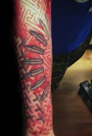 arm färg mystisk geometrisk tatuering mönster