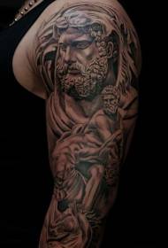 incredibile modello di tatuaggio scultura antica in frassino nero