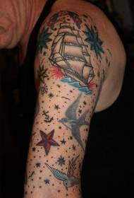 плече колір п'ятикутна зірка вітрильний малюнок татуювання