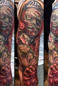 rankos spalva juokingi įvairūs zombių monstrų tatuiruotės dizainai