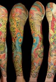 боја цвијета руке надреалистични узорак тетоважа