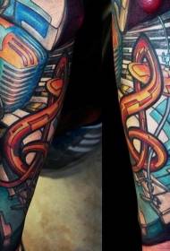 Цветочная рука цветная музыка тема татуировки