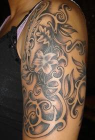 Modèle de tatouage de fleur de vigne noire de bras