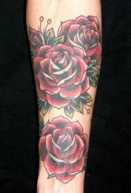 χέρι χρώμα κόκκινο τριαντάφυλλο μοτίβο τατουάζ