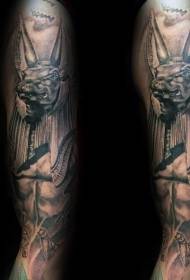 татуировка египетский идол большой черный серый стиль