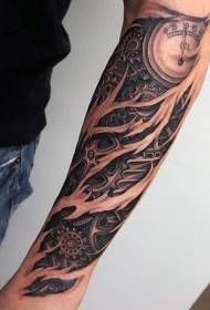 patrún réalaíoch tattoo meicniúil cuimilte meicniúil dubh agus bán