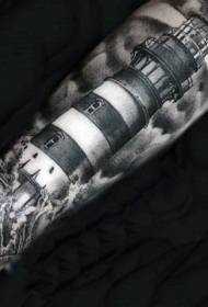 アームブラックグレー灯台タトゥーパターン