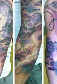 arm colorful kite with sky tattoo pattern