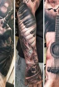 realističan europski i američki stil glazbe, tetovaža uzorak