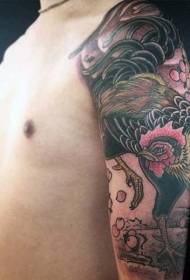 arms look good multicolored Angry cock tattoo pattern