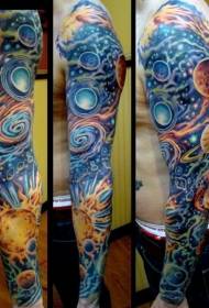 Modello di tatuaggio cielo stellato di grande colore meraviglioso