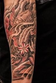 arm Japanese big swimming fish tattoo pattern