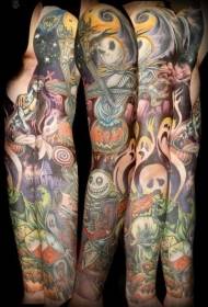 Arm Stunning Halloween Monster Cartoon Tattoo Pattern
