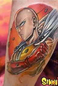 タトゥー漫画キャラクターの男性シャンク色のパンチスーパーマンタトゥー画像