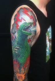 braço estilo asiático dos desenhos animados multicoloridos Godzilla tatuagem padrão