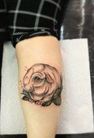 vitello di ragazza coniglio tatuaggio dalle orecchie pendenti su foglie e immagini di tatuaggi di coniglio