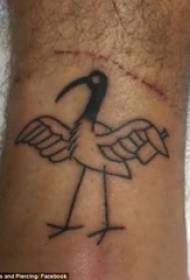 crane tattoo ذكر الصبي العجل على رافعة سوداء صورة الوشم