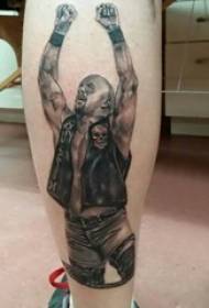 gambo maschio del tatuaggio del carattere sull'immagine nera del tatuaggio del personaggio di gray