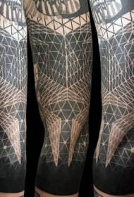 besoa estilo geometriko magikoa zuri-beltzeko apaingarri tatuaje ereduarekin