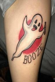Ghost Tattoo Pattern Girls Calf ກ່ຽວກັບພາສາອັງກິດແລະຮູບ Tattoo Ghost