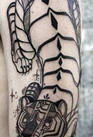 lengan kepribadian pola tato harimau hitam dan putih