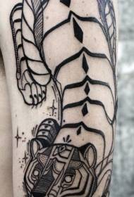 motif de tatouage tigre noir et blanc