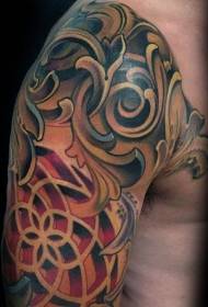protein geometric style colorful jewelry tattoo pattern