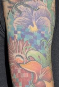 手臂顏色植物蜜蜂紋身圖案