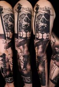 Braccio Horror Movie Scene Letter in bianco e nero modello di tatuaggio