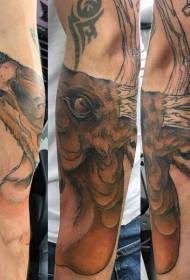 new school color deer with horn deer tattoo pattern