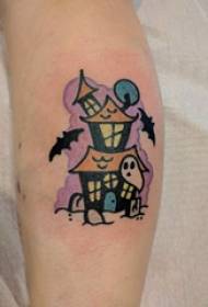 calf symmetrical tattoo girl calf on colored building tattoo picture