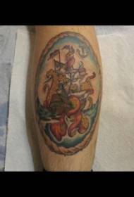 Tattoo sailor male calf sur motif de tatouage de voilier