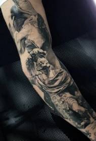 arm realistic Black Grey Statue Tattoo Pattern