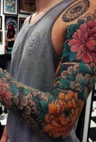 Braç de flor estil asiàtic de diversos dissenys de tatuatges florals