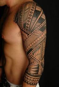 brazo patrón de tatuaxe de xoias polinesia en branco e negro