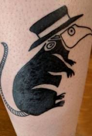 topo tatuaggio ragazzo maschio con un cappello sul polpaccio Tattoo picture